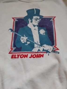 Men's White Vintage XXL Authentic Elton John Band Music Rock Sweatshirt RARE!